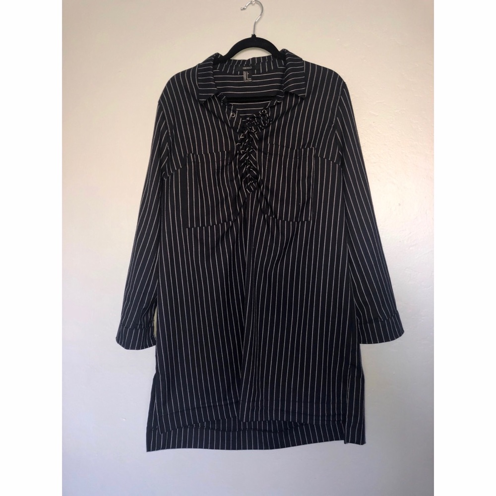 Dark blue/ Navy Blue dress with stripes and laces.